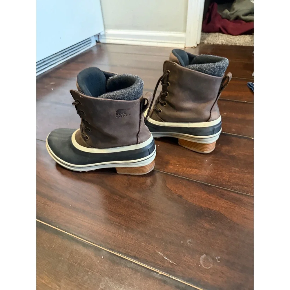 Sorel Slimpack III Lace Waterproof‎ Duck Boots Brown Black NL3810-205 Womens 9.5
